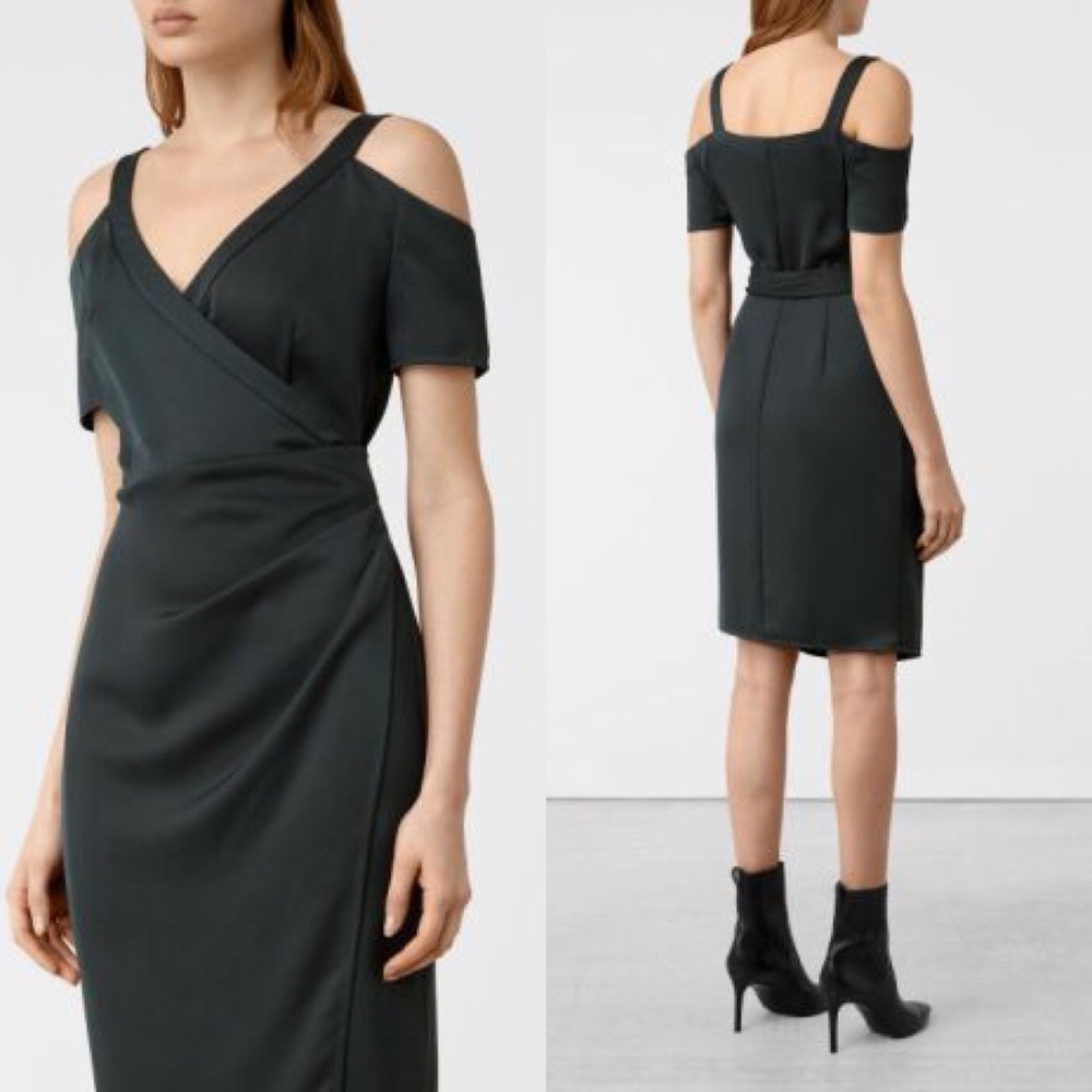 🆕 ALL SAINTS OIL BLACK WRAP AROUND CADIE D…